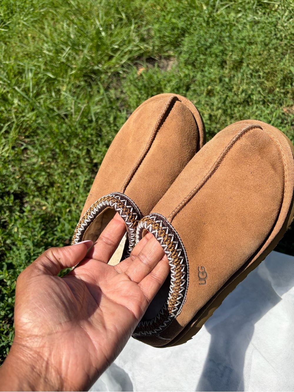 UGG tasman Chestnut Suede Slip-On Slippers